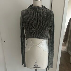 Alexander Wang cropped velour knit top size small